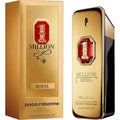 Paco Rabanne Million Royal perfume bottle and its gold packaging box, featuring a metallic gold finish with a red and gold '1' emblem.